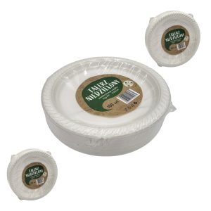 Talerz Plastikowy PP Wielokrotnego użytku, biały 22cm, 100szt Opakowanie Obiadowe