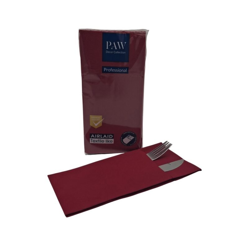 Kieszonki Bordowe Flizelinowe na sztućce 25szt. Paw