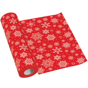 Bieżnik Flizelinowy 24m x 0,4m Snowflakes Czerwony Paw