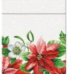 Kieszonki Flizelinowe świąteczne Glory Poinsetti Paw 25szt.