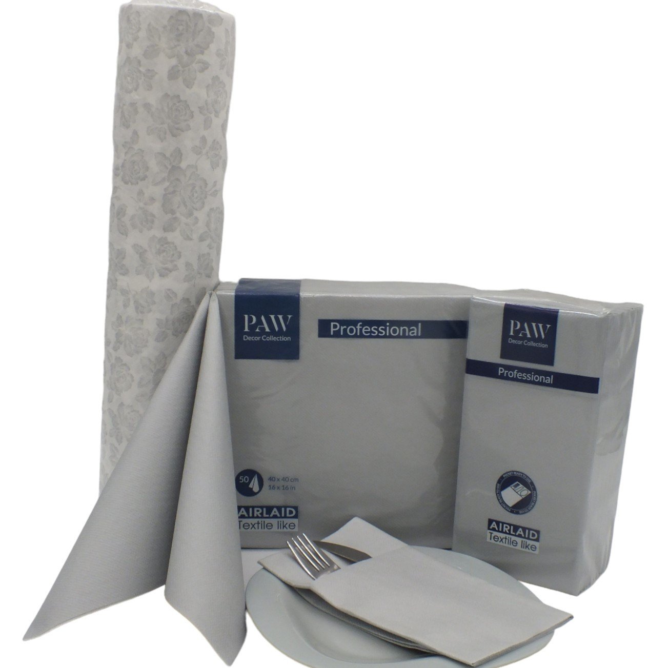 Serwetki Flizelinowe Srebrne 50szt Paw - obrazek 2