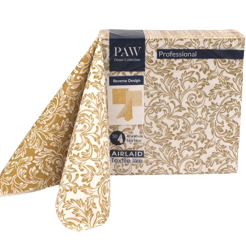 Serwetki Flizelinowe baroque etude Złote 50szt Paw