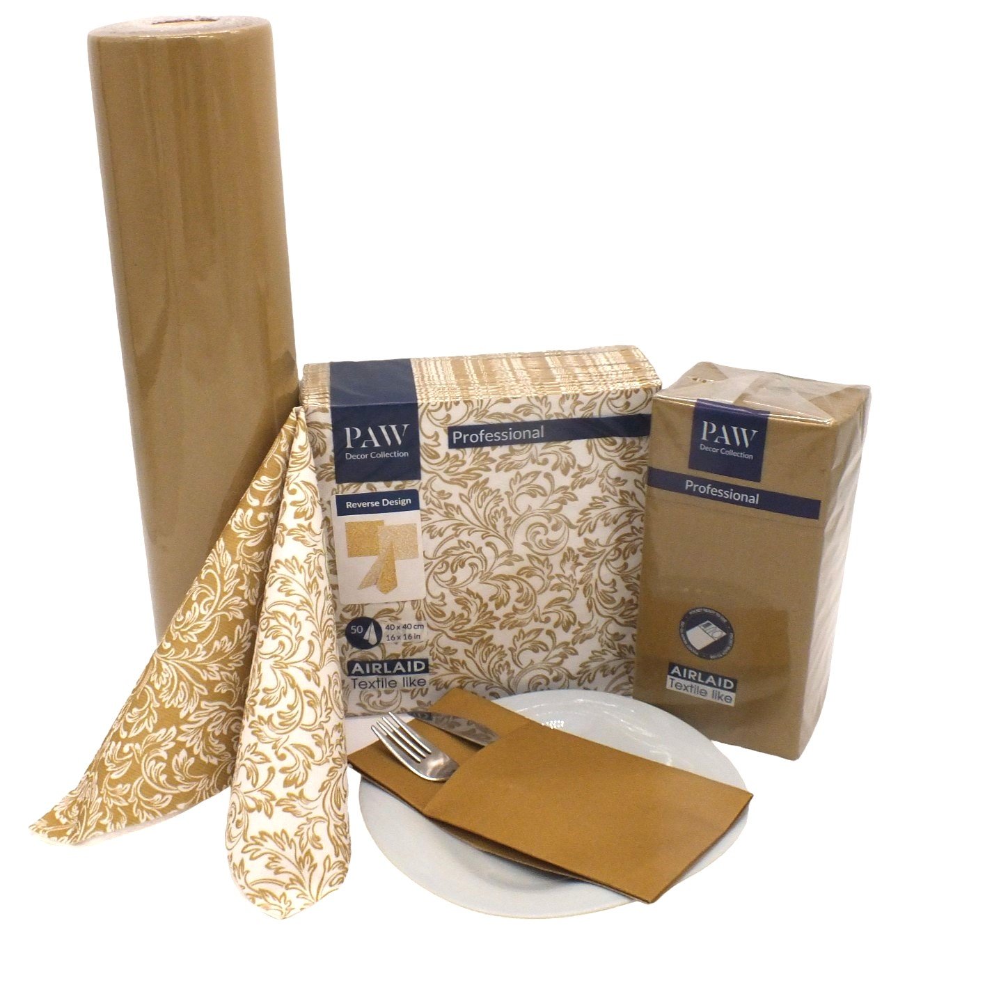 Serwetki Flizelinowe baroque etude Złote 50szt Paw - obrazek 3