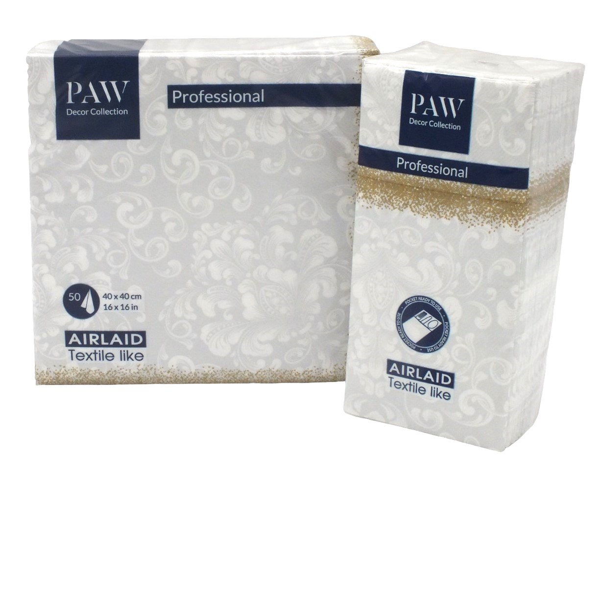 Serwetki flizelinowe Rococo White 50szt Paw - obrazek 2