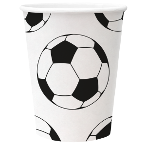 Kubeczki Papierowe Piłka Nożna 250ml 8szt. biało czarne Paw