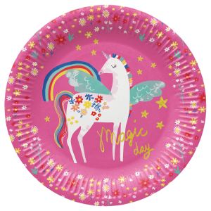 Talerzyki Papierowe Różowe Jednorożec 8 sztuk Paw