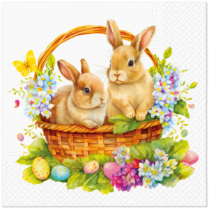 Serwetki papierowe świąteczne króliki 33x33 cm