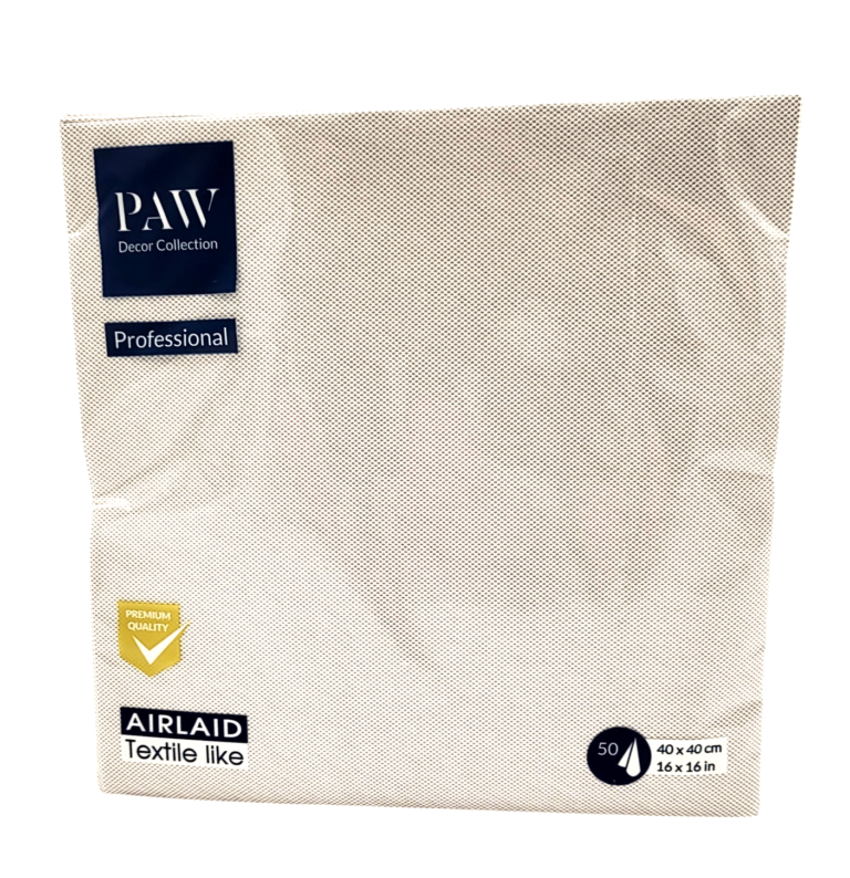 Serwetki flizelinowe jasno beżowe Paw 40x40 cm - 50 szt | eleganckie serwetki premium do dekoracji stołu, gastronomii i eventów