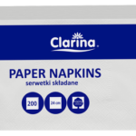 Serwetki papierowe Biała 24x24 200 szt 2w Clarina