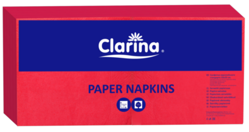 33x33 czerwona 2w 250szt. Serwetki Papierowe Czerwone 33x33 250szt 2w Clarina - obrazek 1