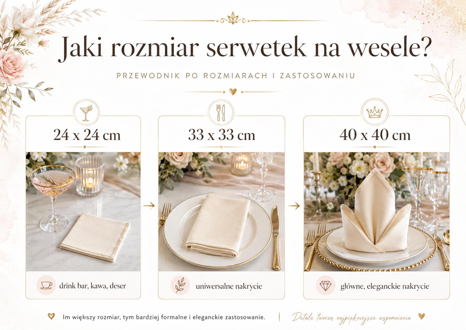 serwetki na stół weselny